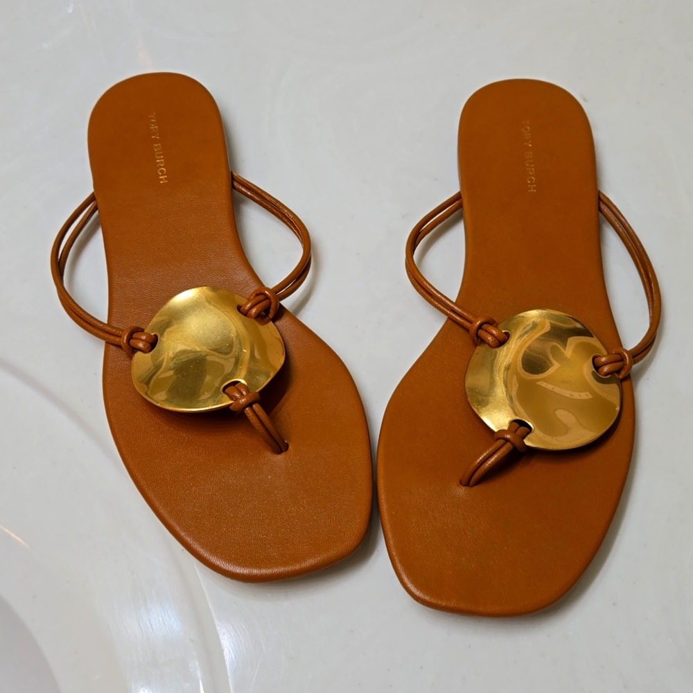 Tory Burch Patos Leather Thongs